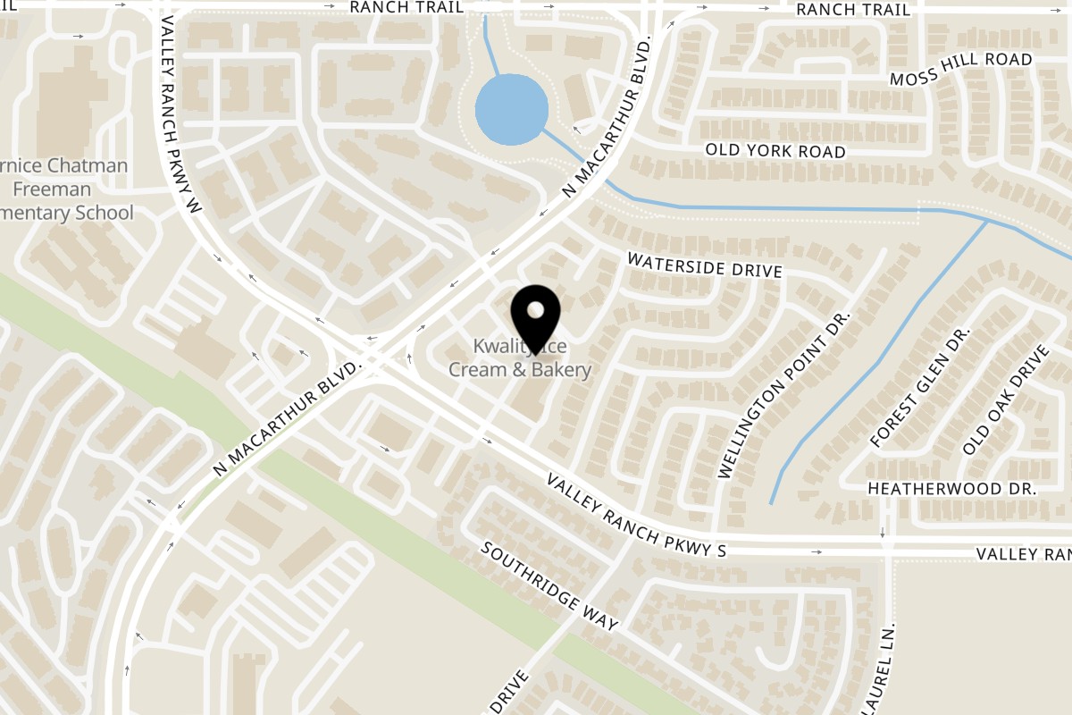 Map showing the location of Rajula's Kitchen Irving on 8600 N MacArthur Blvd APT 138 in Irving