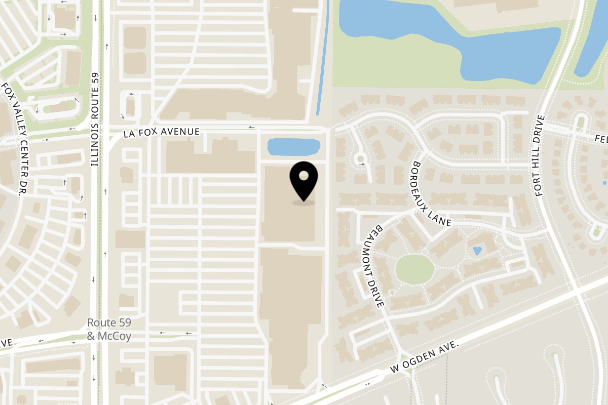 Map showing the location of Rajula's Kitchen Naperville on 776 S Rte 59 in Naperville